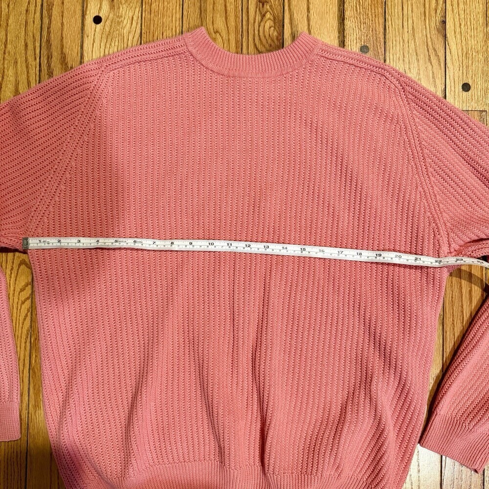 St Johns Bay Pink Ribbed Sweater Womens Medium Raglan Sleeve Cozy Pullover - Picture 4 of 8